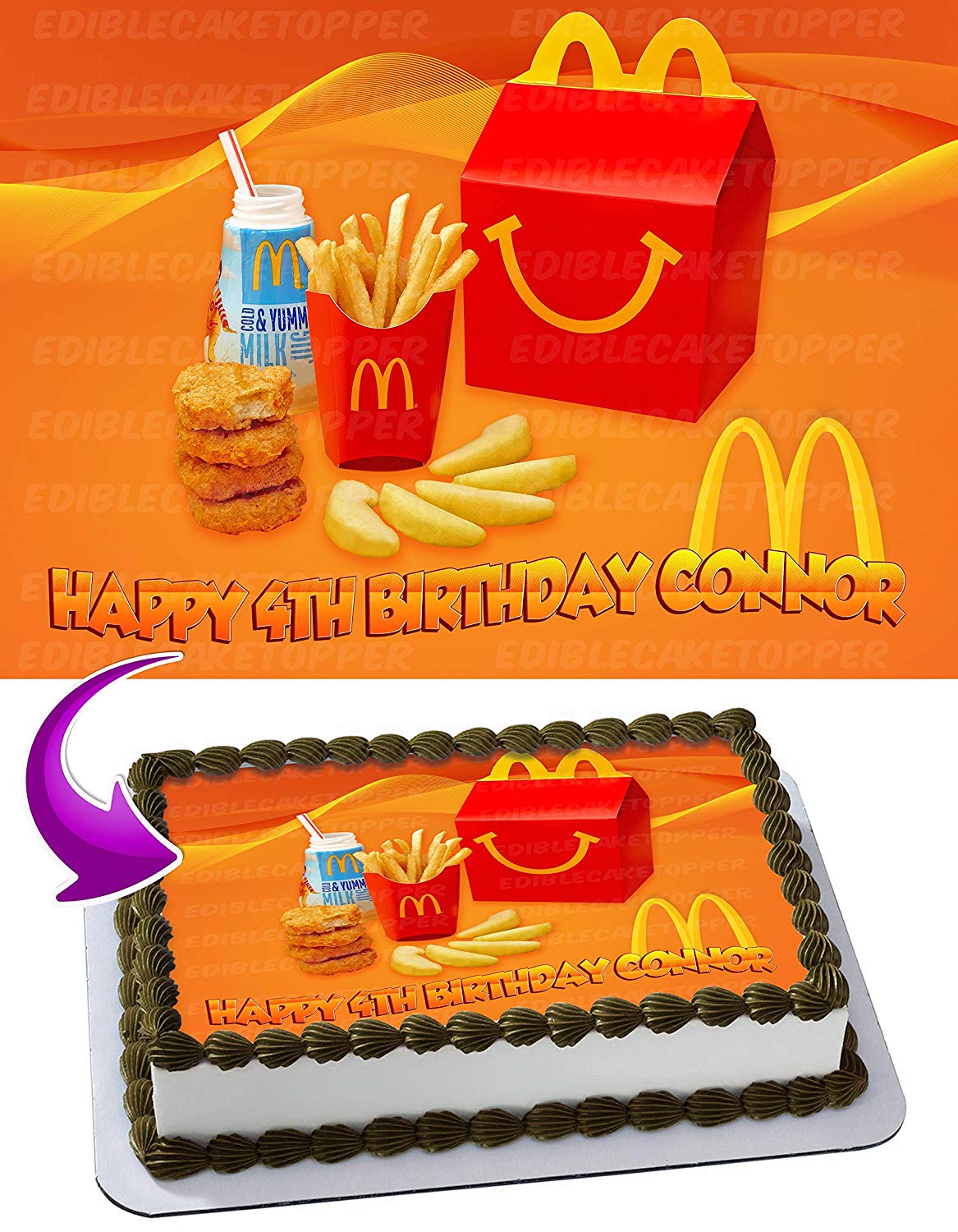 Mcdonalds Happy Meal Edible Cake Topper