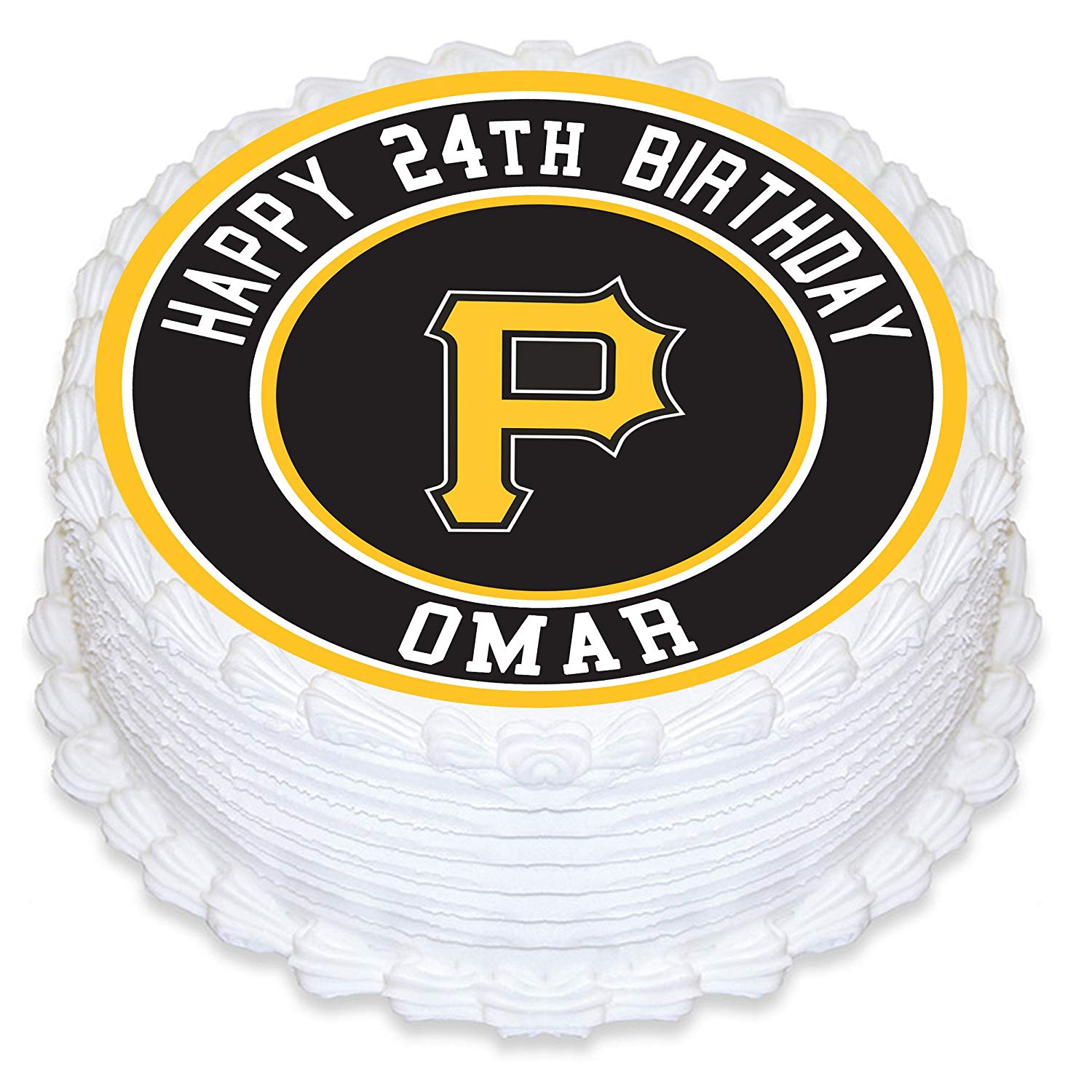 Pittsburgh Pirates Baseball Round – Icing Sheet Birthday - Personalized Edible Cake Topper | Custom Icing Sheet | Birthday Cake Decoration