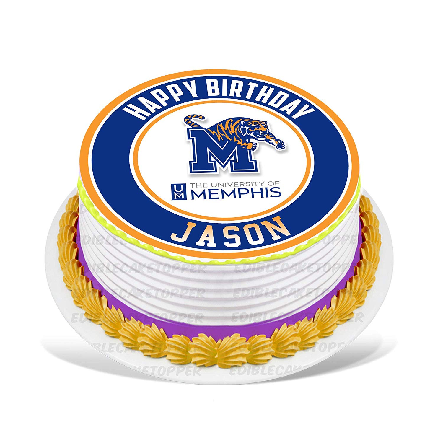 Memphis Tigers Round – Icing Sheet Birthday - Personalized Edible Cake Topper | Custom Icing Sheet | Birthday Cake Decoration | Photo Cake Image