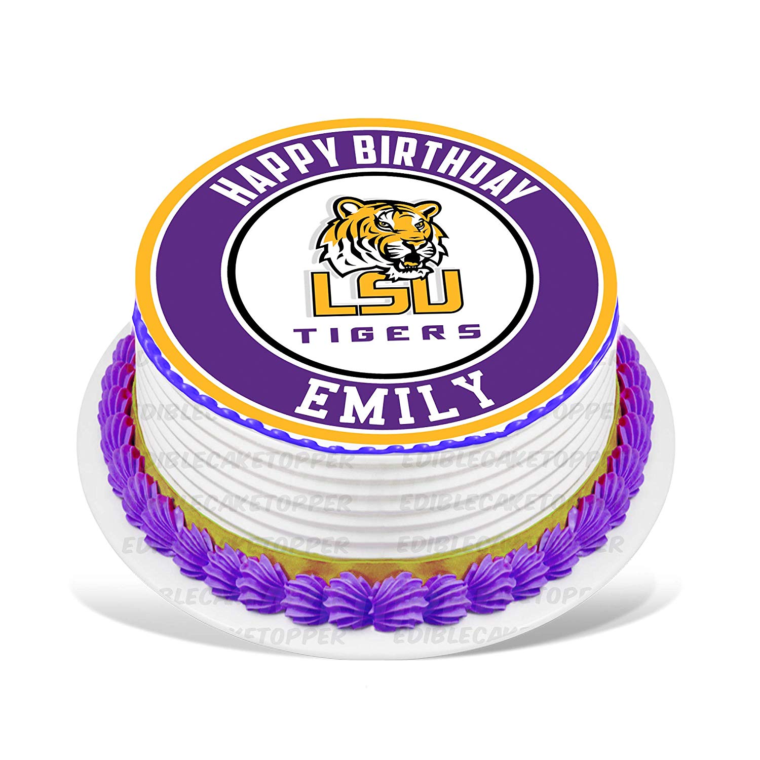 LSU Tigers Round – Icing Sheet Birthday - Personalized Edible Cake Topper | Custom Icing Sheet | Birthday Cake Decoration | Photo Cake Image