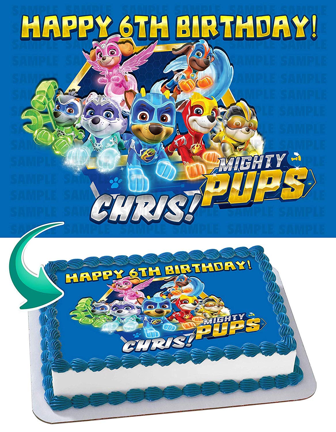 Mighty Pups Puppies Patrol PPW Edible Cake Topper