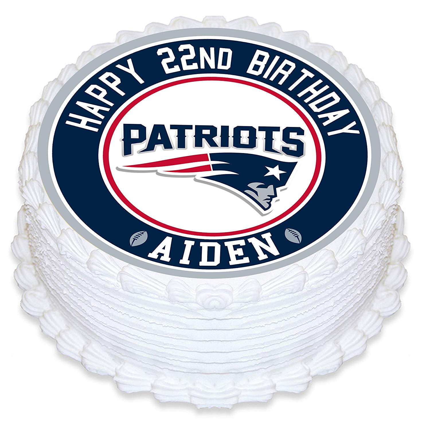 New England Patriots 2 Round – Icing Sheet Birthday - Personalized Edible Cake Topper | Custom Icing Sheet | Birthday Cake Decoration