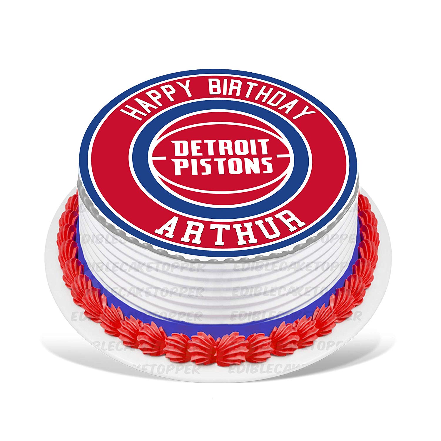 Detroit Pistons Round – Icing Sheet Birthday - Personalized Edible Cake Topper | Custom Icing Sheet | Birthday Cake Decoration | Photo Cake Image