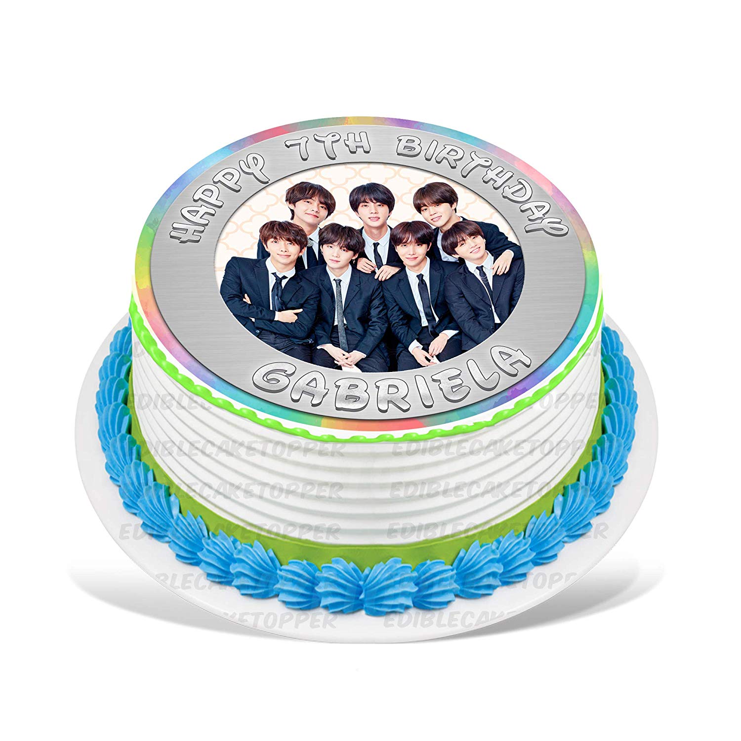 Bangtan Boys BTS Round – Icing Sheet Birthday - Personalized Edible Cake Topper | Custom Icing Sheet | Birthday Cake Decoration | Photo Cake Image