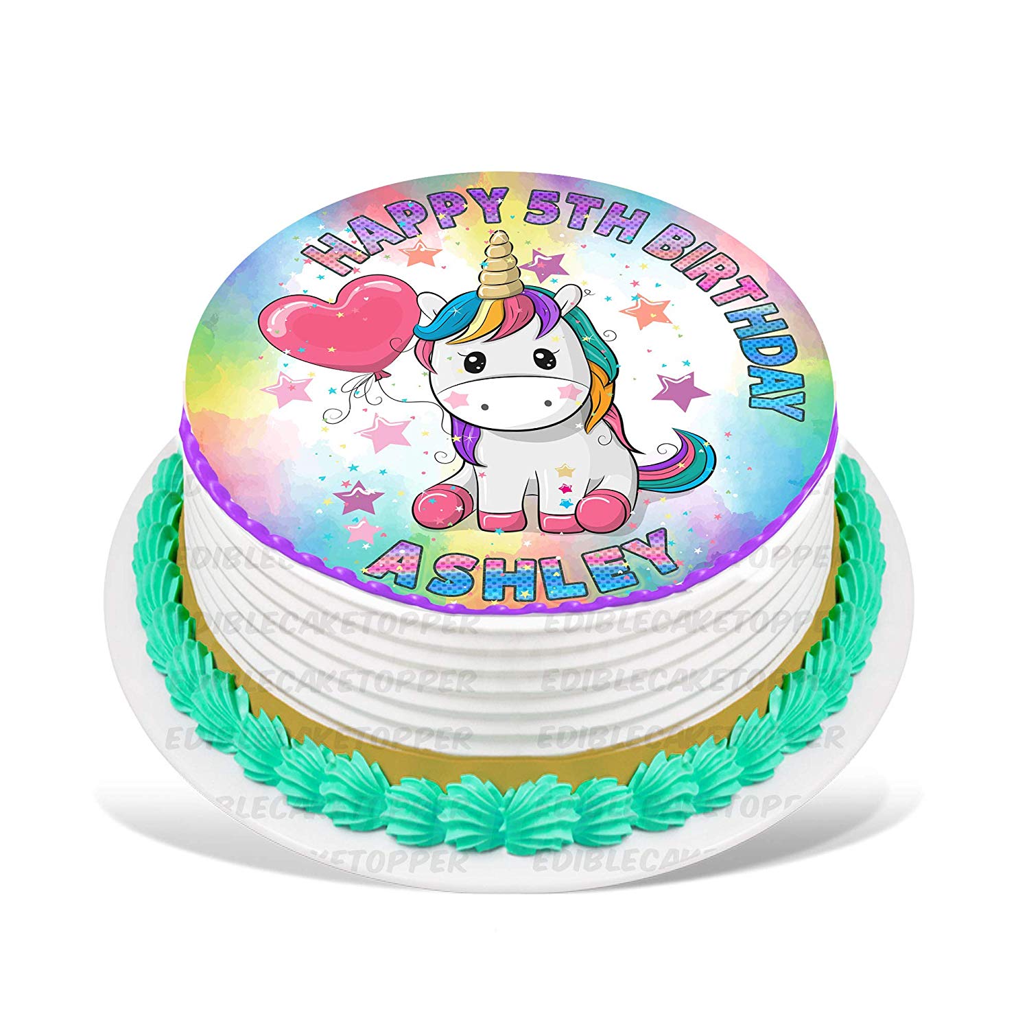 Pony Unicorn Round – Icing Sheet Birthday - Personalized Edible Cake Topper | Custom Icing Sheet | Birthday Cake Decoration | Photo Cake Image