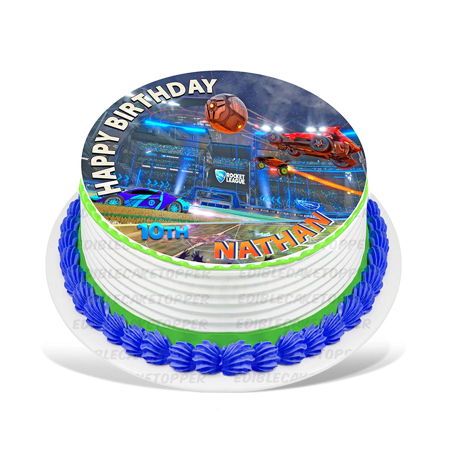 Rocket League Round – Icing Sheet Birthday - Personalized Edible Cake Topper | Custom Icing Sheet | Birthday Cake Decoration | Photo Cake Image