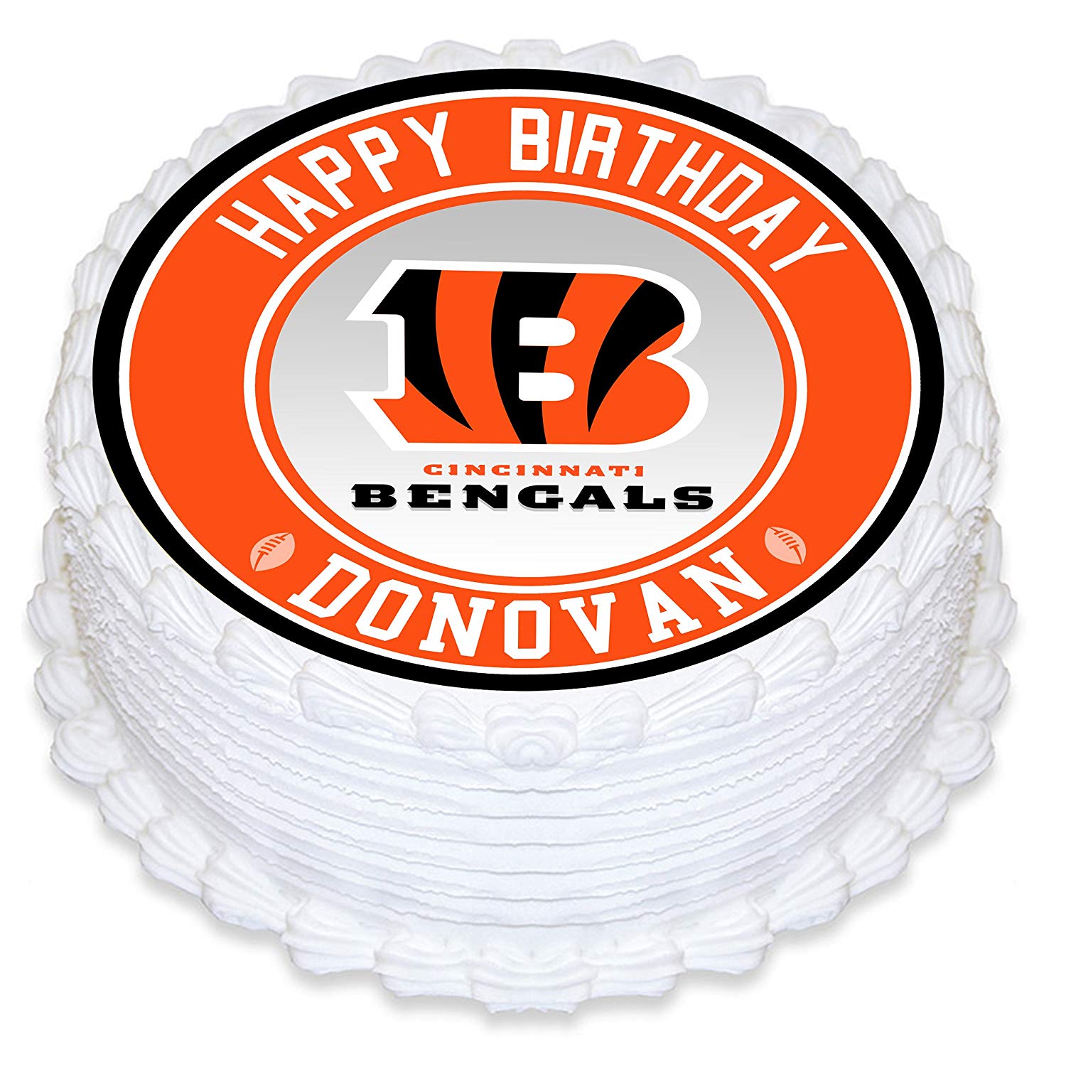 Cincinnati Bengal Round – Icing Sheet Birthday - Personalized Edible Cake Topper | Custom Icing Sheet | Birthday Cake Decoration | Photo Cake Image