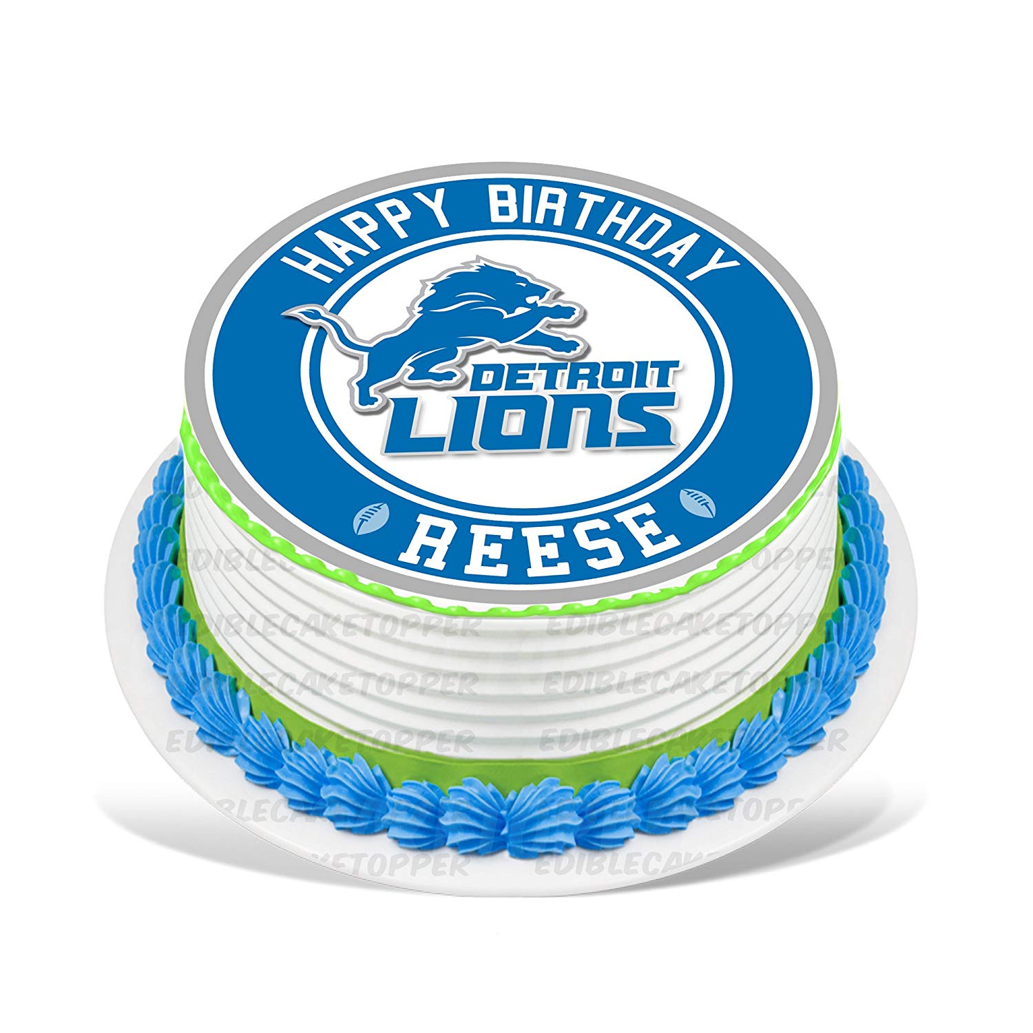 Detroit Lions Round – Icing Sheet Birthday - Personalized Edible Cake Topper | Custom Icing Sheet | Birthday Cake Decoration | Photo Cake Image