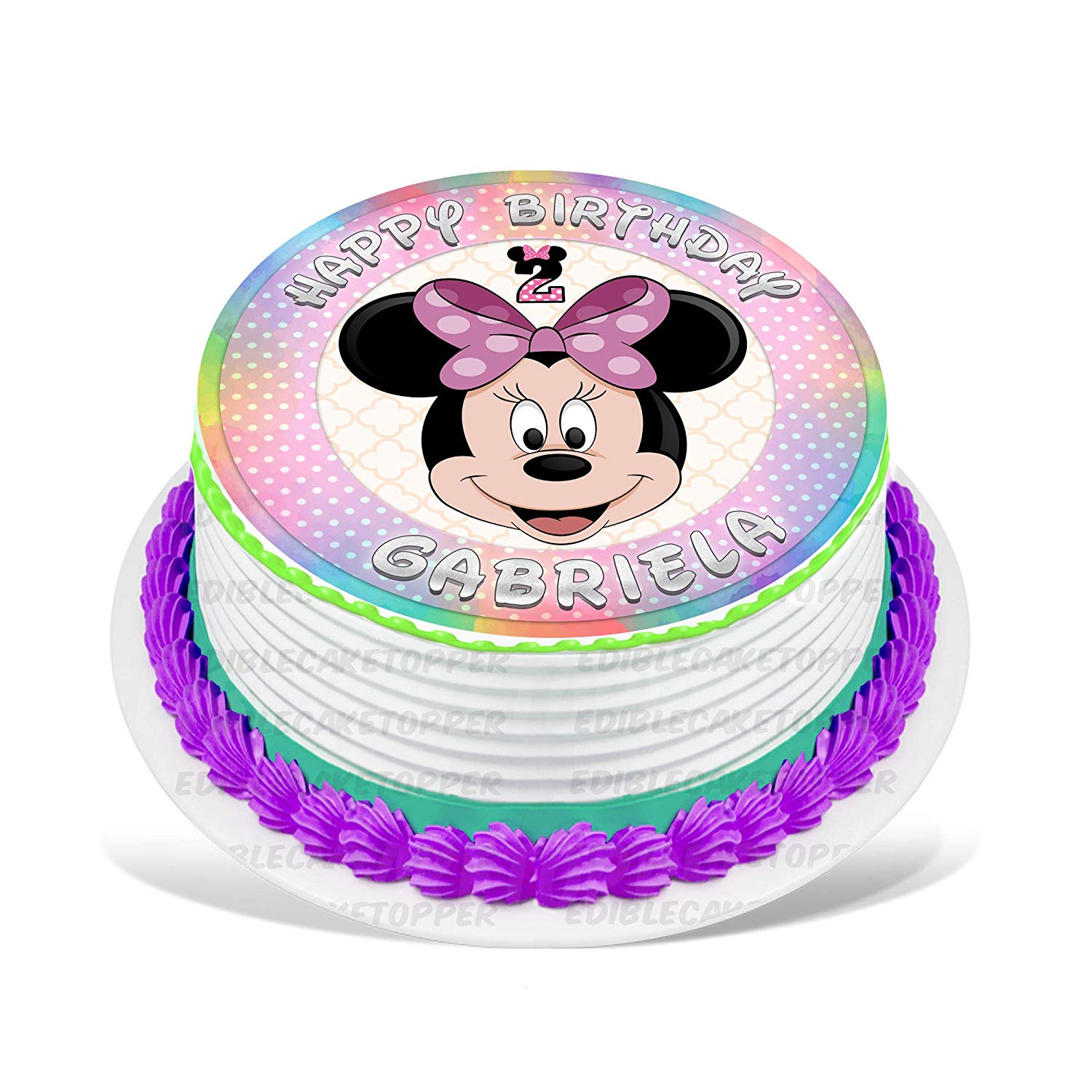 Mini Mouse Round – Icing Sheet Birthday - Personalized Edible Cake Topper | Custom Icing Sheet | Birthday Cake Decoration | Photo Cake Image