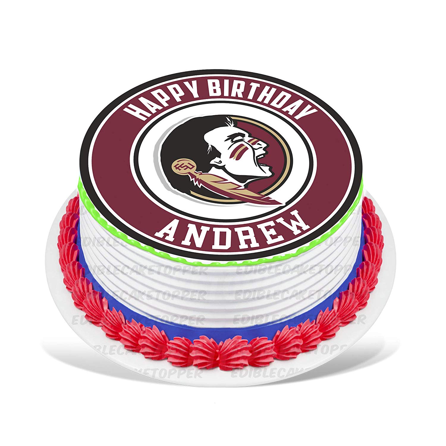 Florida State Seminoles Round – Icing Sheet Birthday - Personalized Edible Cake Topper | Custom Icing Sheet | Birthday Cake Decoration