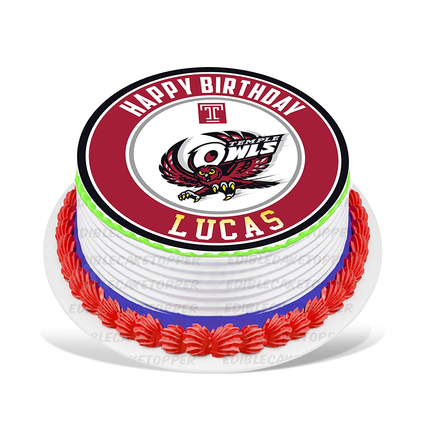 Temple Owls Round – Icing Sheet Birthday - Personalized Edible Cake Topper | Custom Icing Sheet | Birthday Cake Decoration | Photo Cake Image