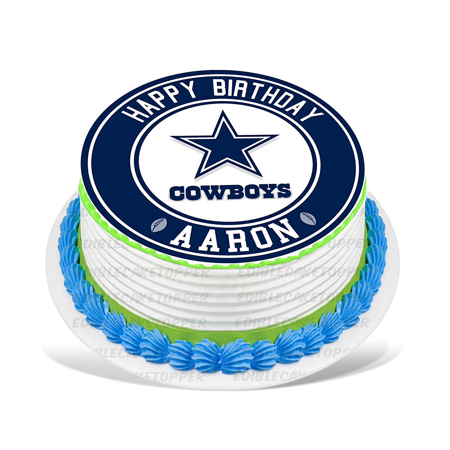Dallas Cowboys Round – Icing Sheet Birthday - Personalized Edible Cake Topper | Custom Icing Sheet | Birthday Cake Decoration | Photo Cake Image