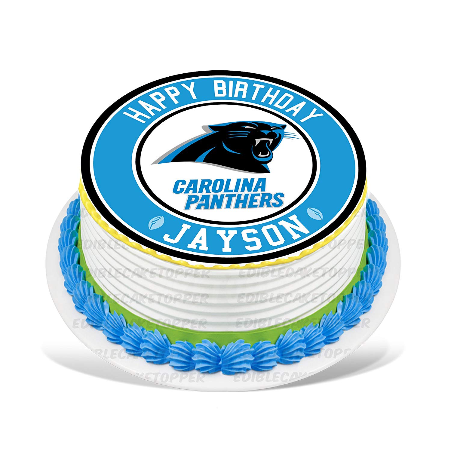 Carolina Panthers Round – Icing Sheet Birthday - Personalized Edible Cake Topper | Custom Icing Sheet | Birthday Cake Decoration | Photo Cake Image