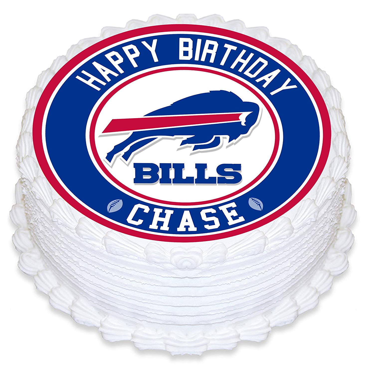 Buffalo Bills Round – Icing Sheet Birthday - Personalized Edible Cake Topper | Custom Icing Sheet | Birthday Cake Decoration | Photo Cake Image