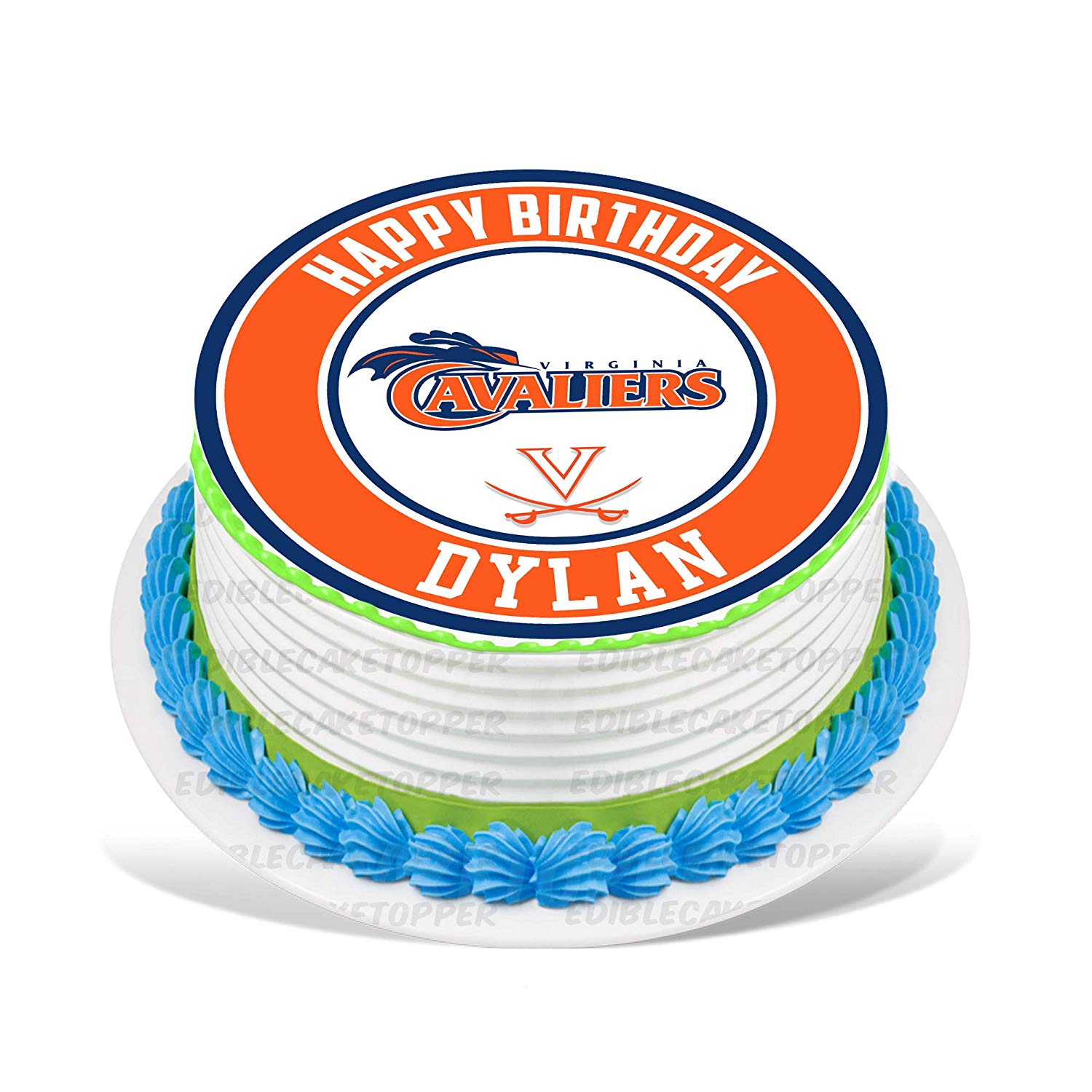 Virginia Cavaliers Round – Icing Sheet Birthday - Personalized Edible Cake Topper | Custom Icing Sheet | Birthday Cake Decoration