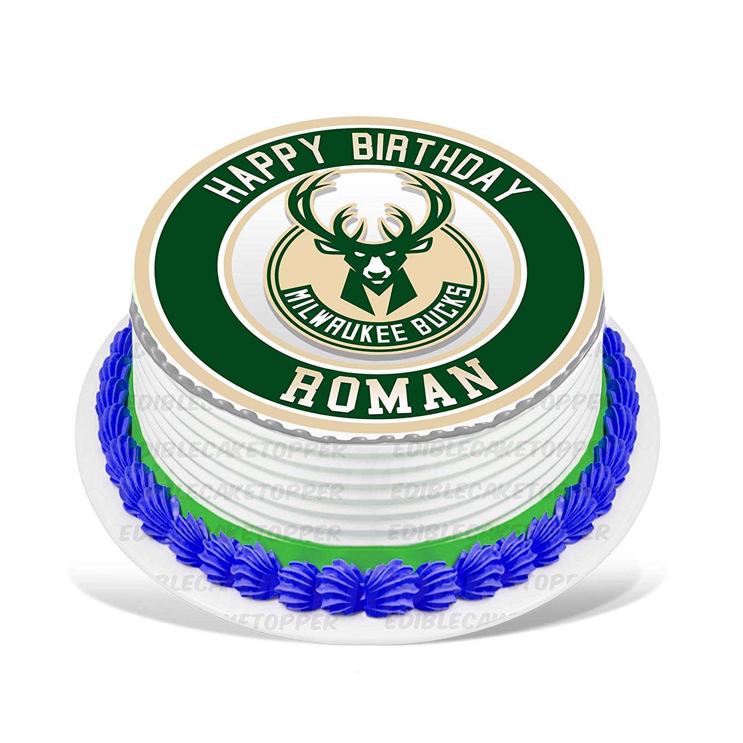 Milwaukee Bucks Round – Icing Sheet Birthday - Personalized Edible Cake Topper | Custom Icing Sheet | Birthday Cake Decoration | Photo Cake Image