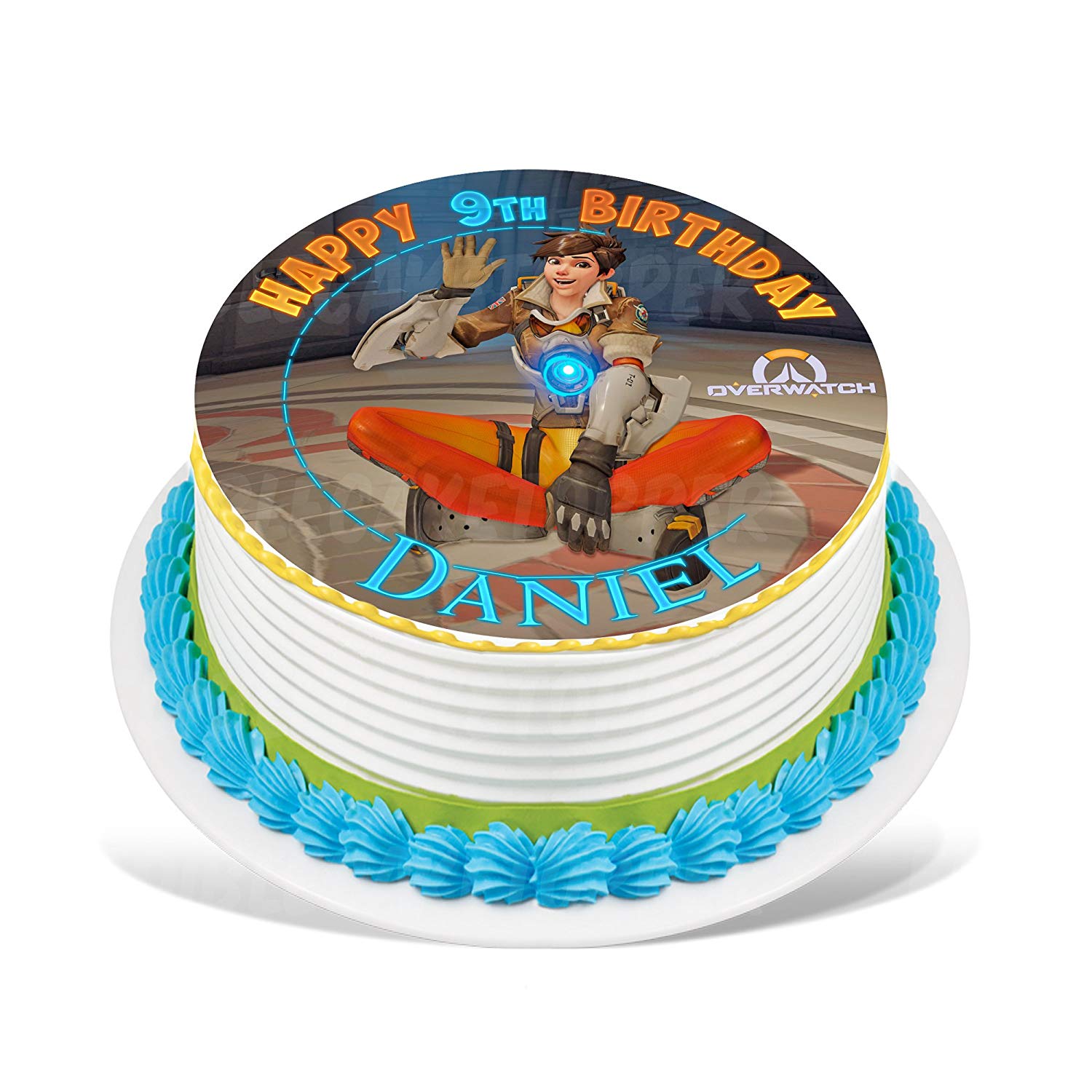Overwatch Tracer Round – Icing Sheet Birthday - Personalized Edible Cake Topper | Custom Icing Sheet | Birthday Cake Decoration | Photo Cake Image