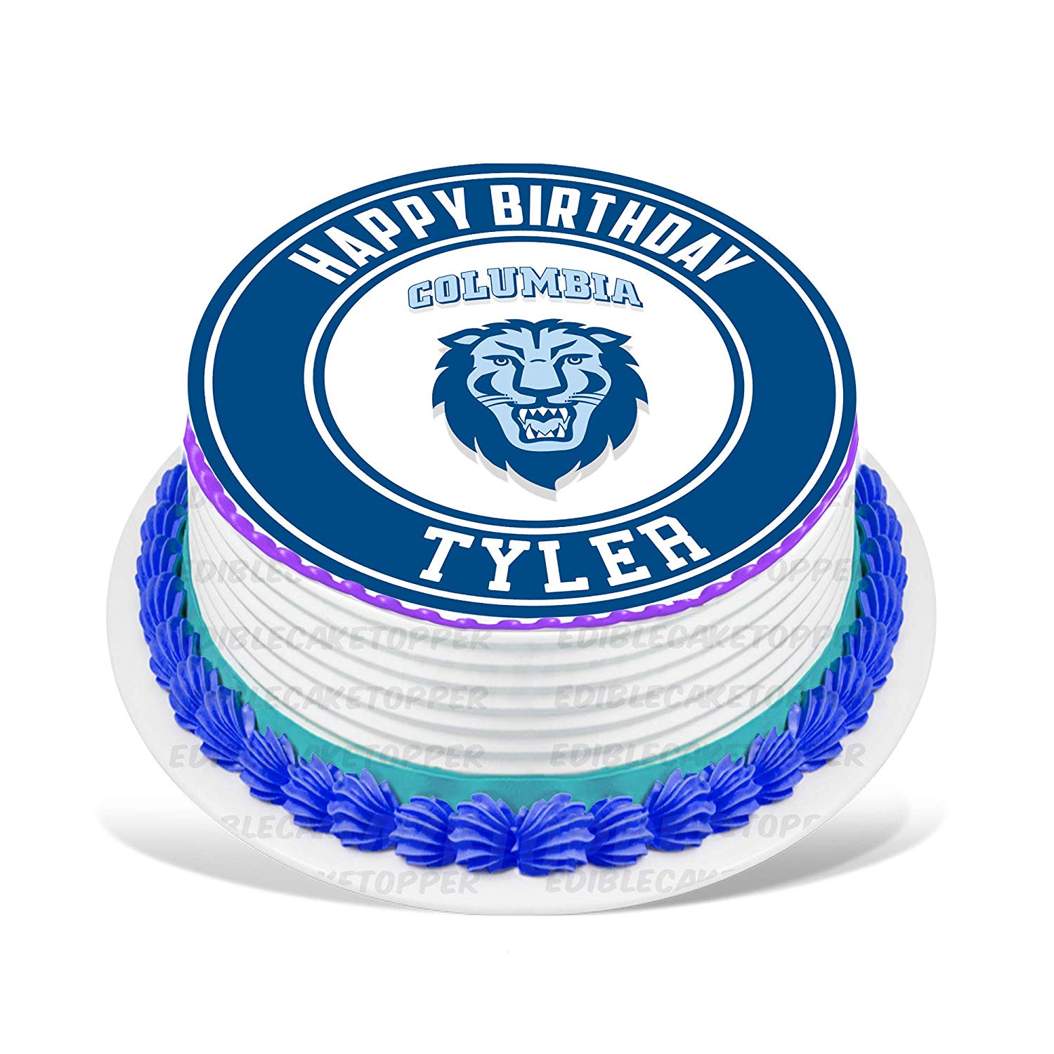 Columbia Lions Round – Icing Sheet Birthday - Personalized Edible Cake Topper | Custom Icing Sheet | Birthday Cake Decoration | Photo Cake Image