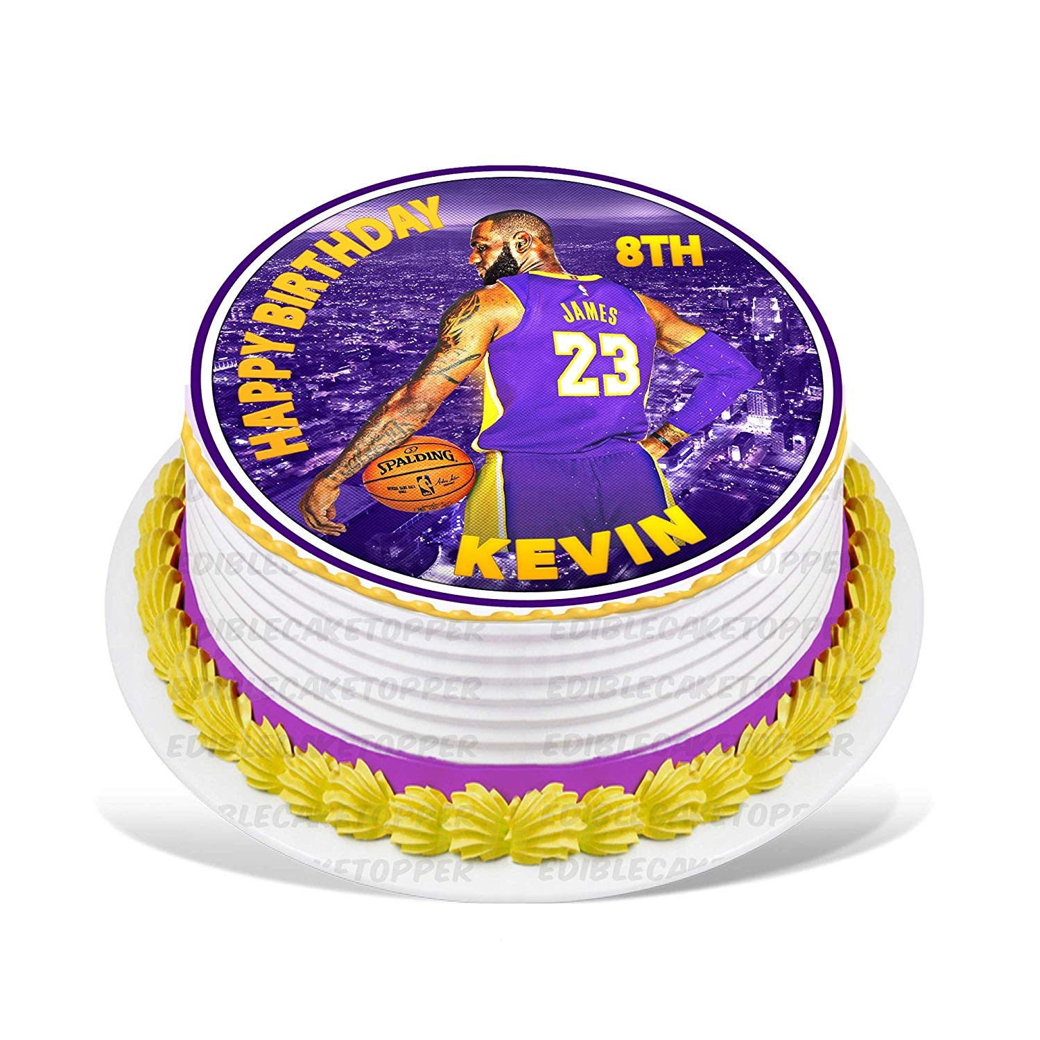 Lebron King James Round – Icing Sheet Birthday - Personalized Edible Cake Topper | Custom Icing Sheet | Birthday Cake Decoration | Photo Cake Image
