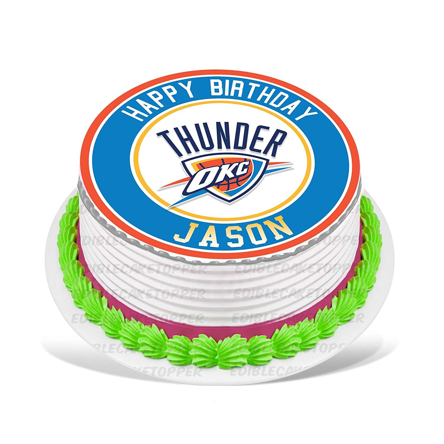 Oklahoma City Thunder Round – Icing Sheet Birthday - Personalized Edible Cake Topper | Custom Icing Sheet | Birthday Cake Decoration