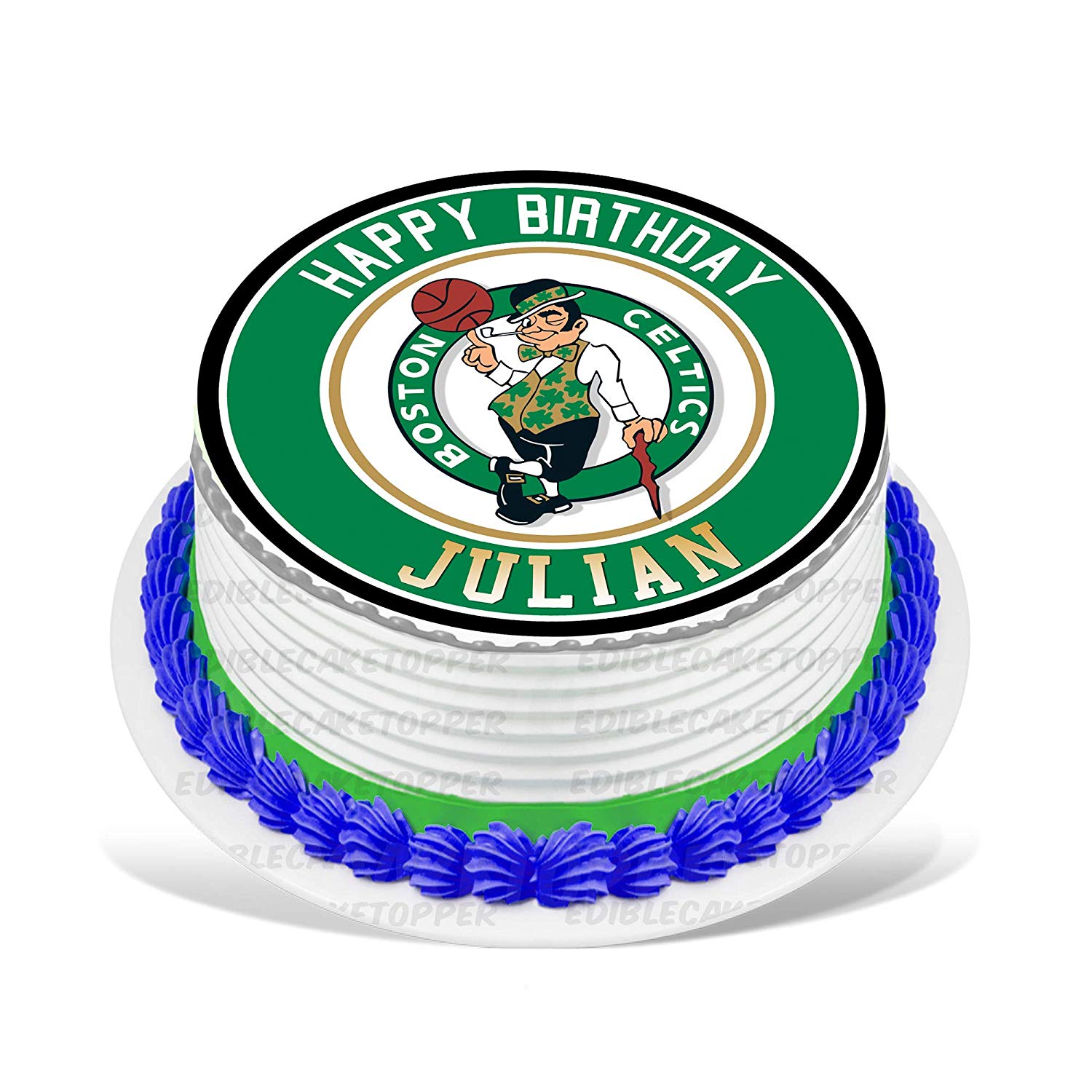 Boston Celtics Round – Icing Sheet Birthday - Personalized Edible Cake Topper | Custom Icing Sheet | Birthday Cake Decoration | Photo Cake Image