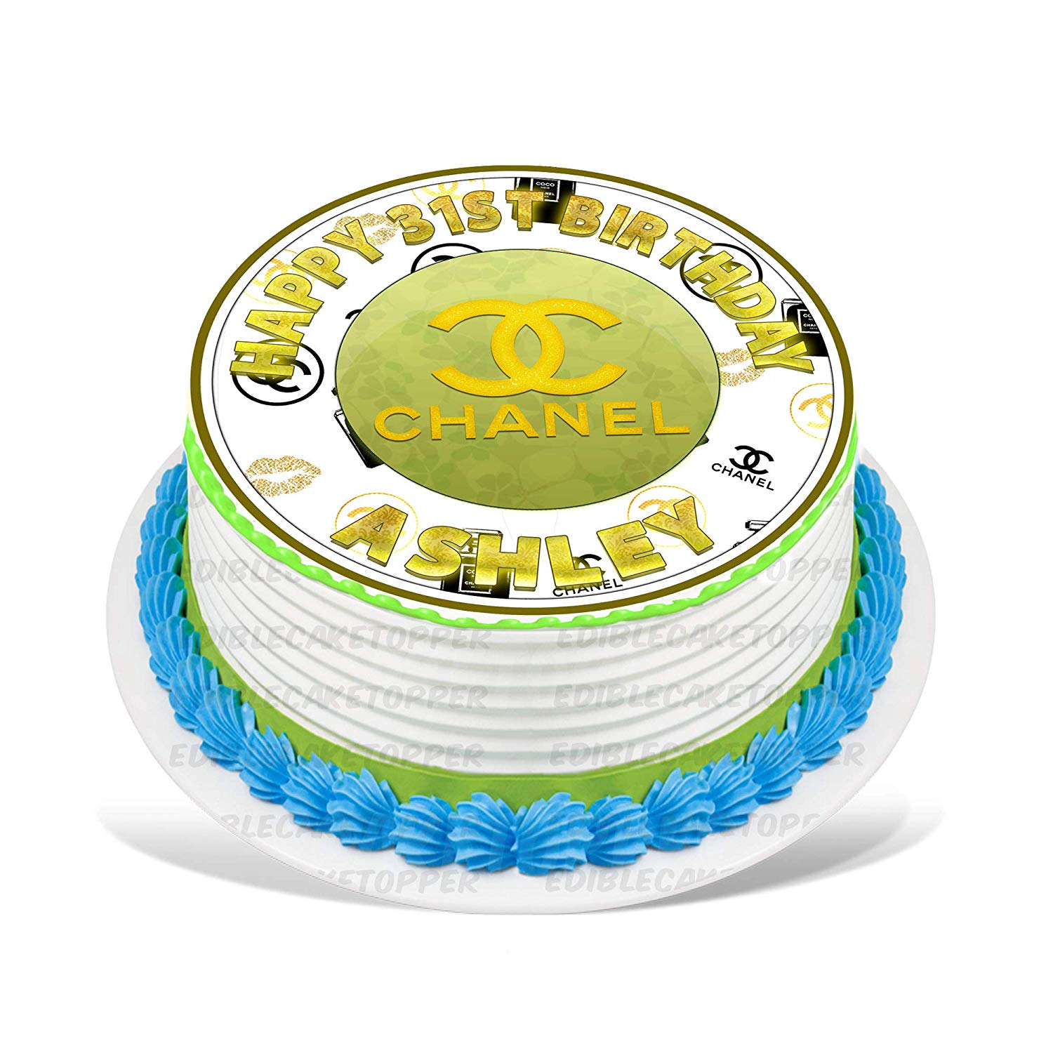 Fashion Chan Luxury Deco Round – Icing Sheet Birthday - Personalized Edible Cake Topper | Custom Icing Sheet | Birthday Cake Decoration