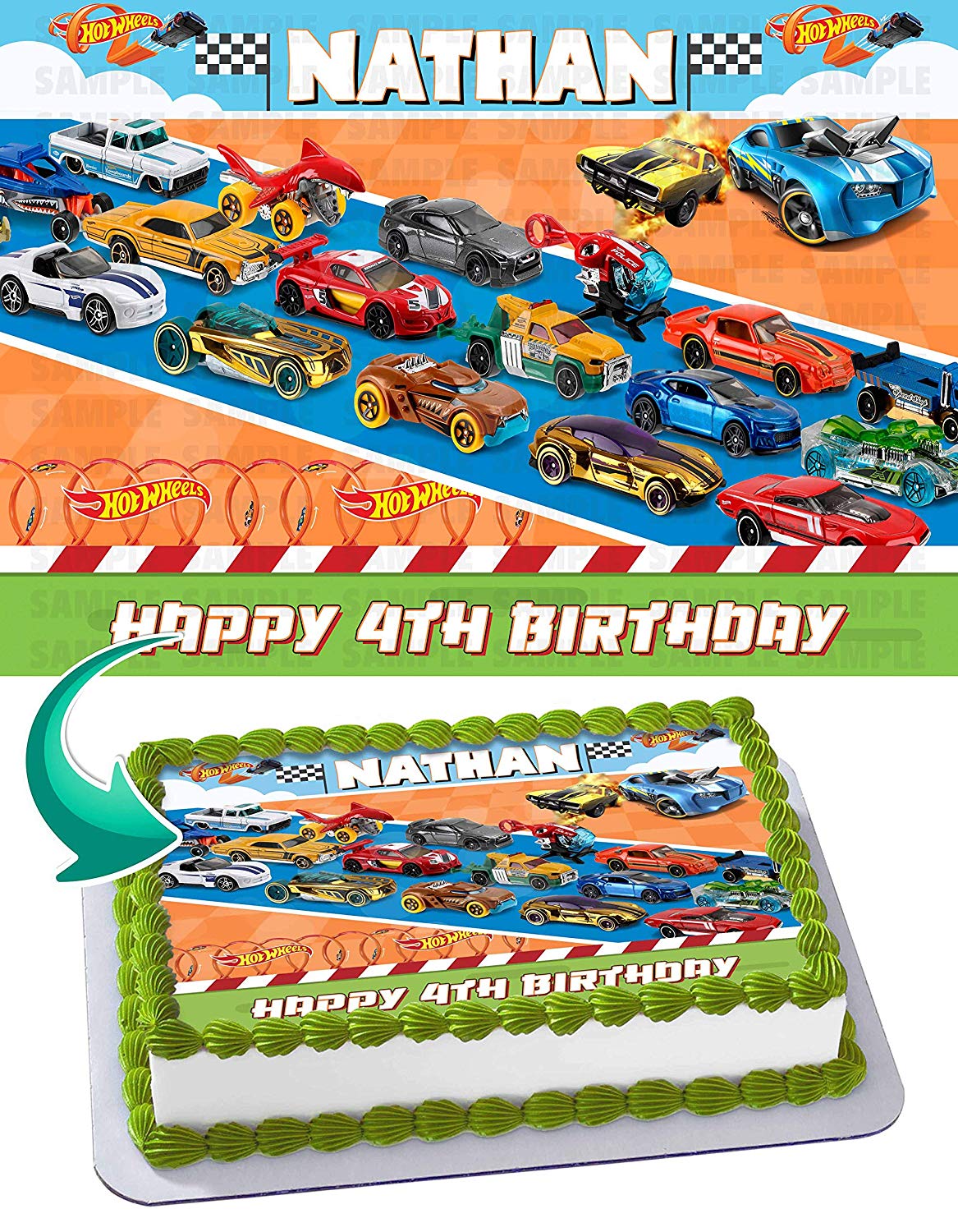 Hot Wheels Race Car 2 Edible Cake Topper