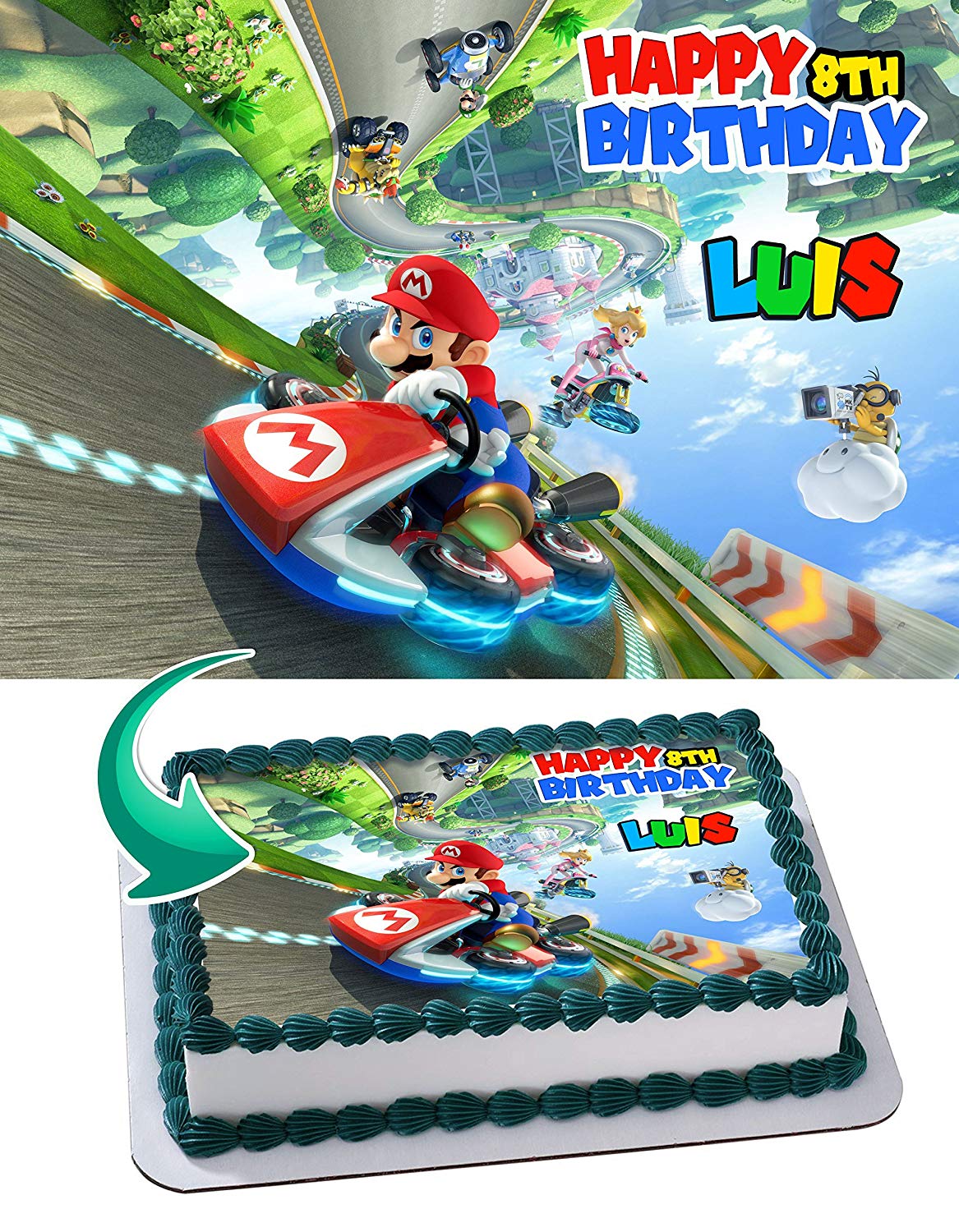 Mario Kart 8 Deluxe MK8 Edible Cake Topper