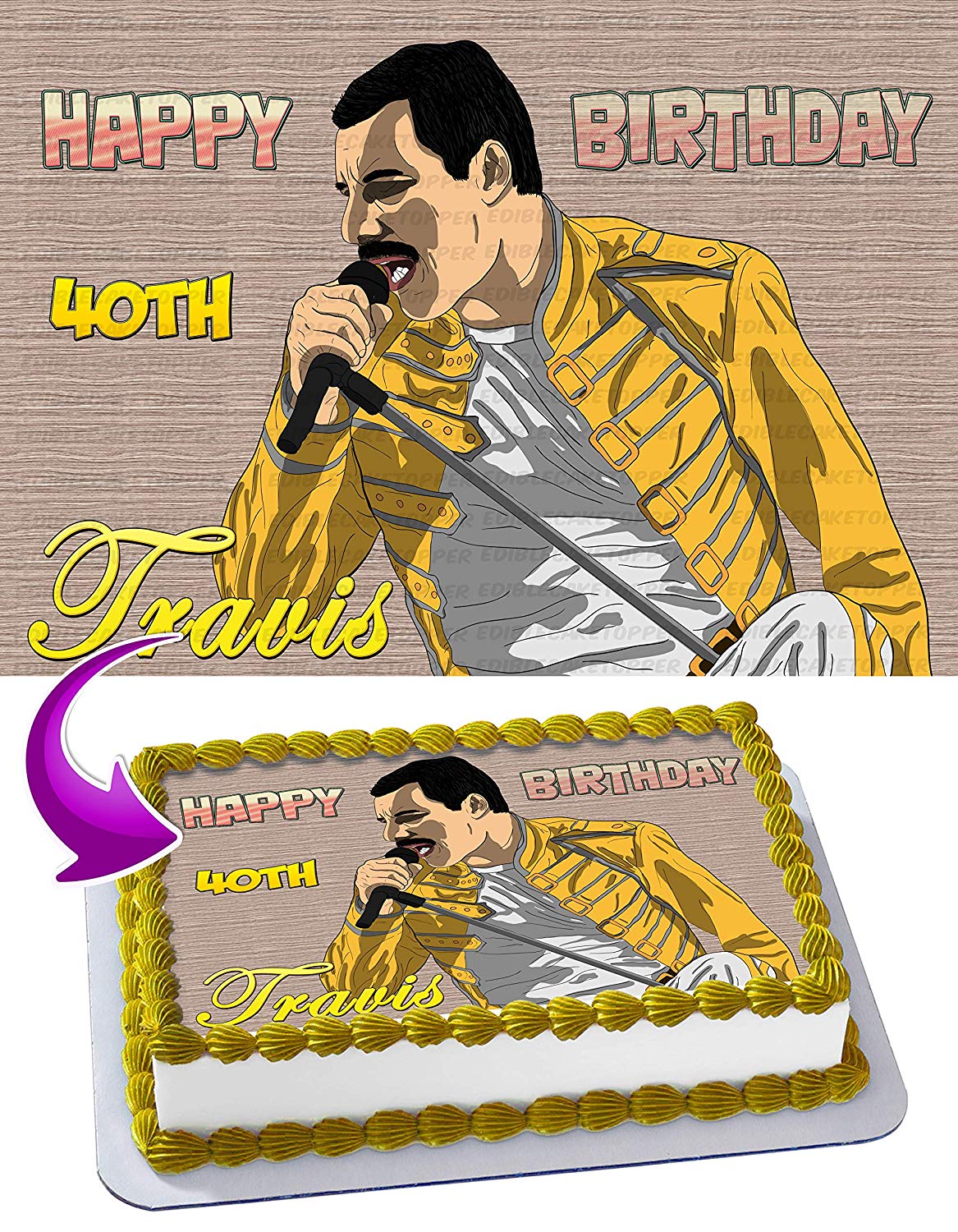 Freddie Mercury Queen Edible Cake Topper
