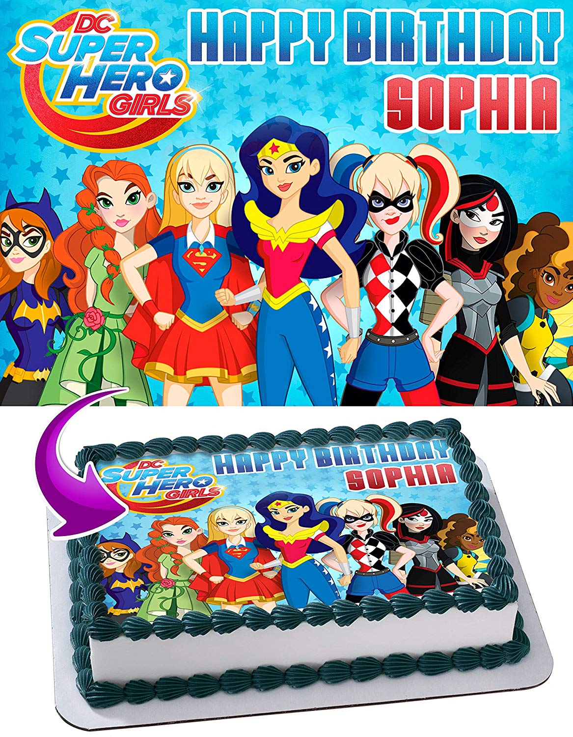 DC Super Hero Girls Edible Cake Topper
