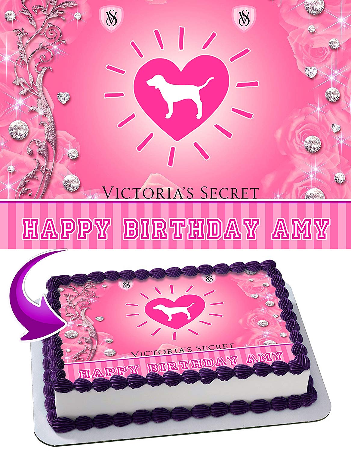 Love Pink Victorias Secret Edible Cake Topper