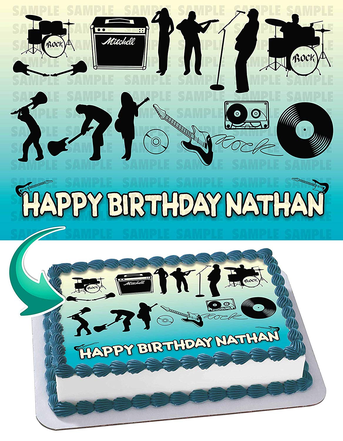Rockstar Guitar Music Edible Cake Topper