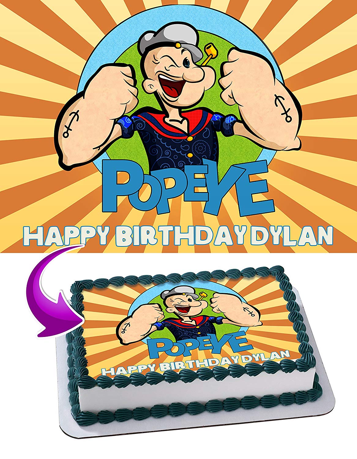 Popeye Edible Cake Topper