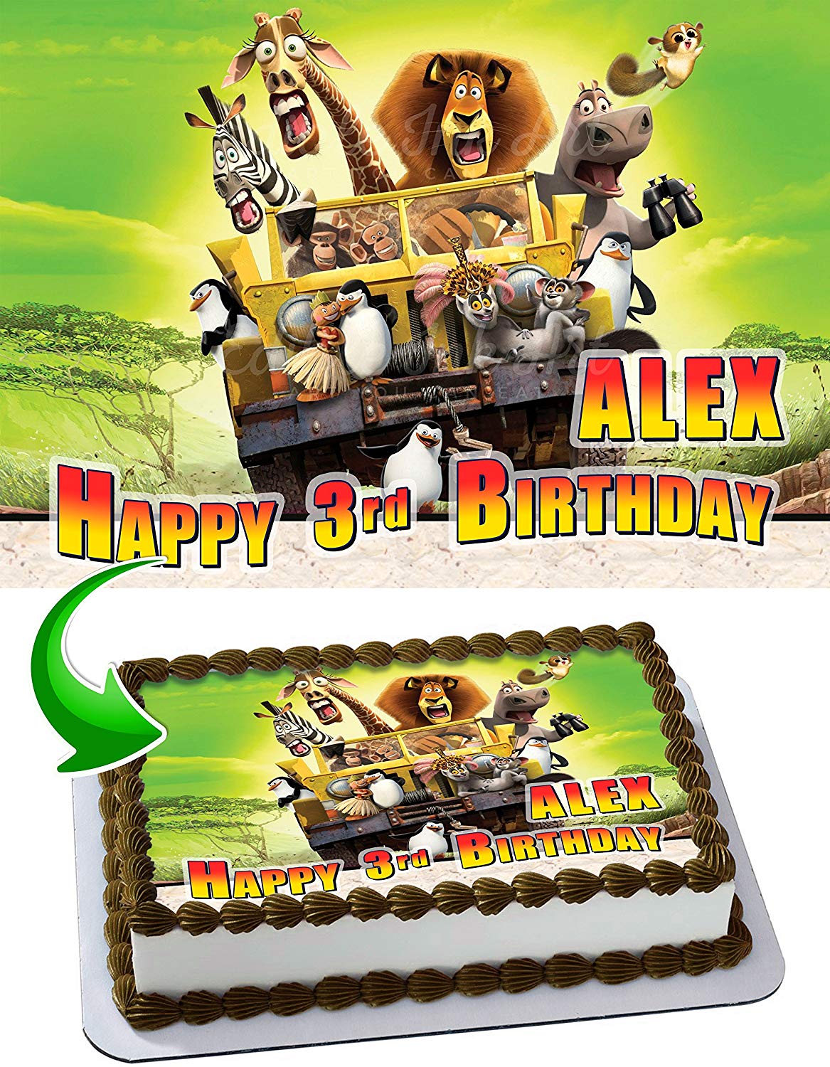 Madagascar Alex Jungle Marty Edible Cake Topper
