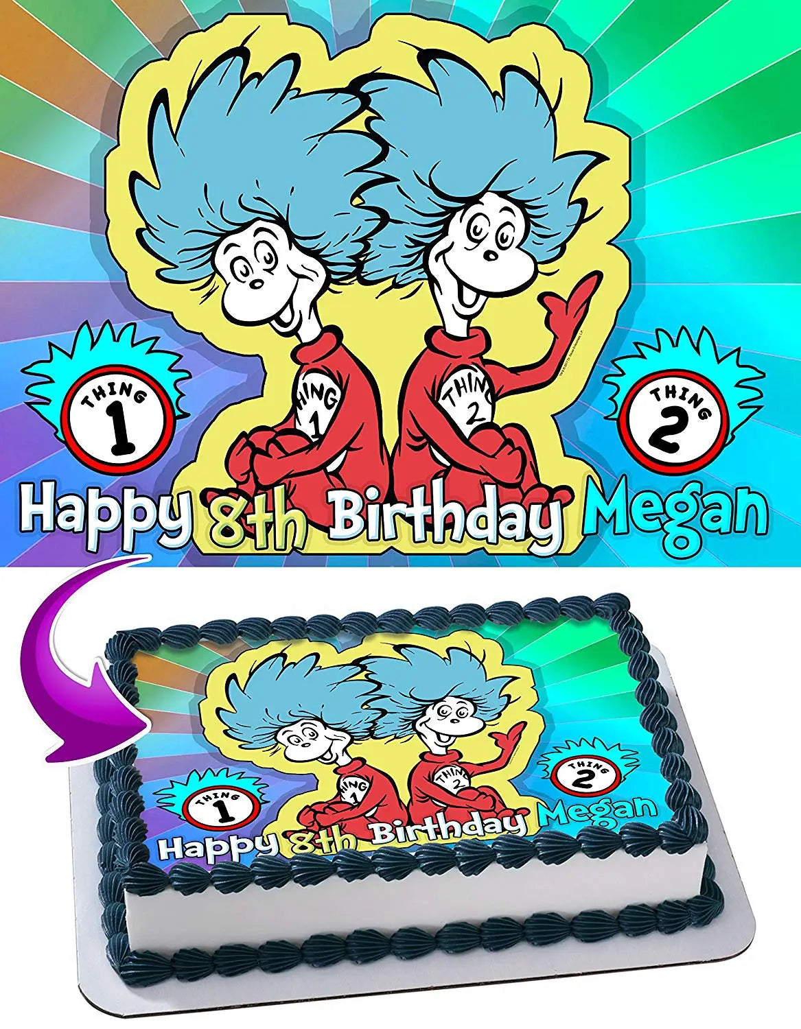 Thing One and Thing Two Dr Seuss Edible Cake Topper