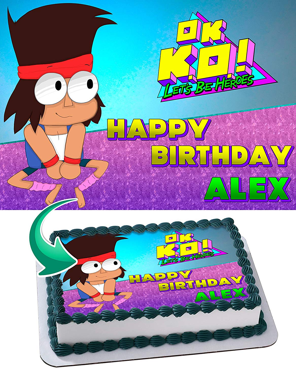 OK KO Lets Be Heroes Edible Cake Topper