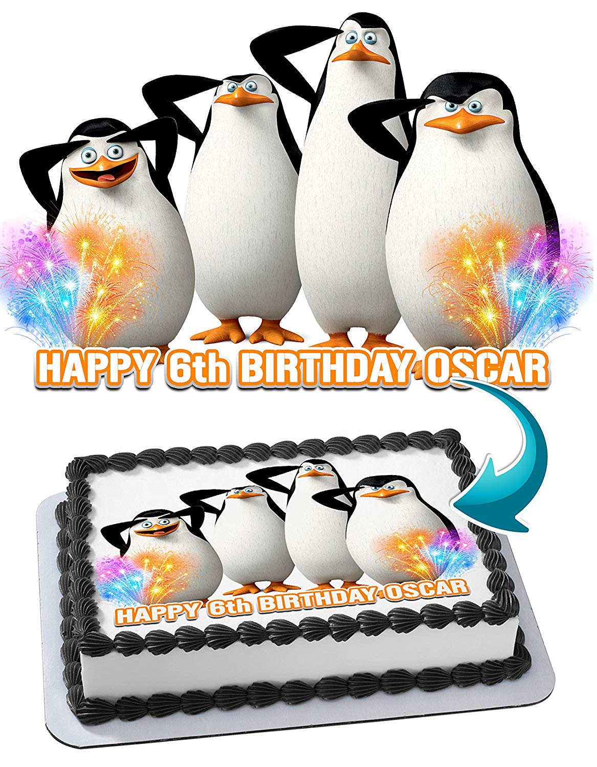 Madagascar Penguins Edible Cake Topper