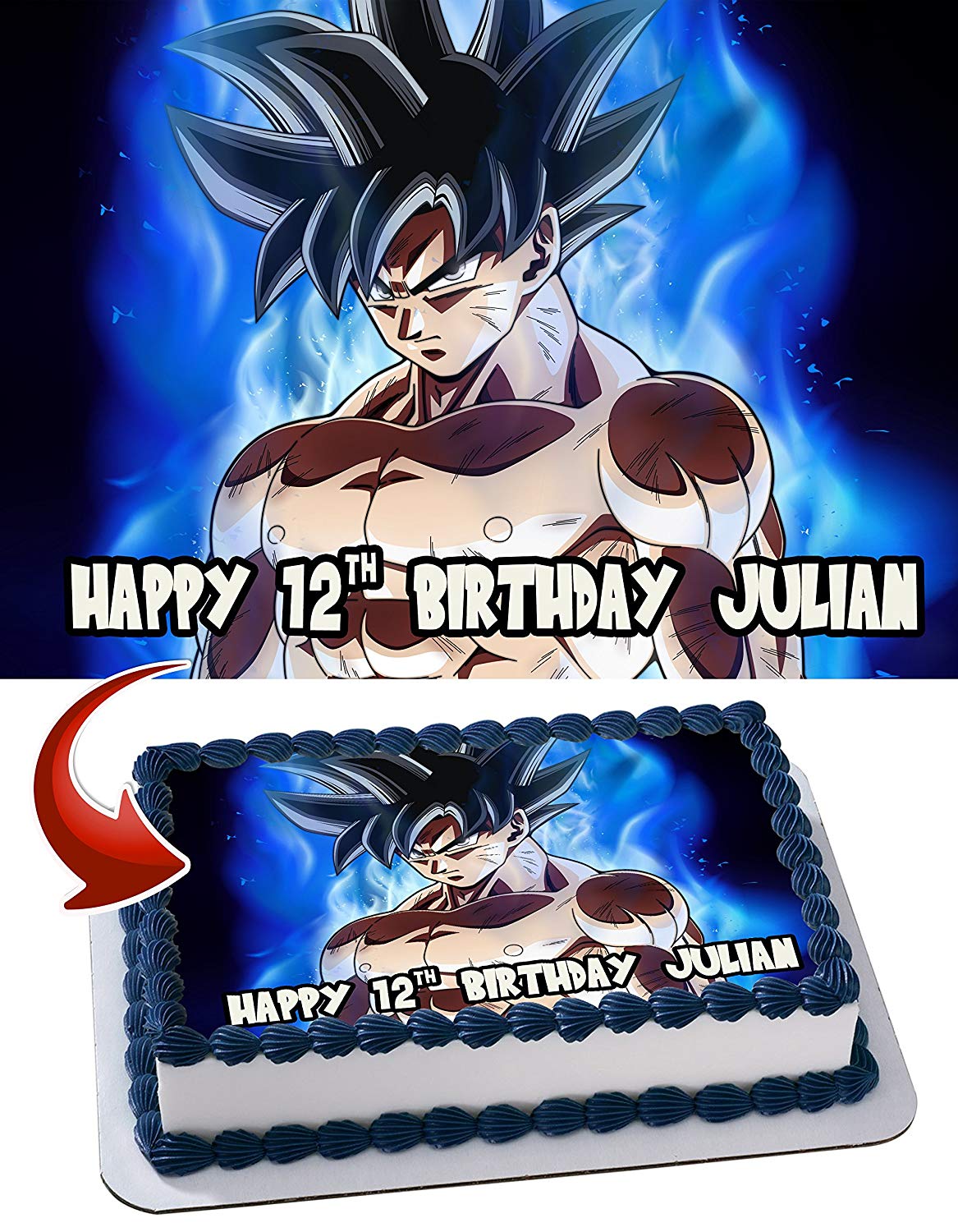 Dragon Figthers Super Goku Ultra Instinct Edible Cake Topper