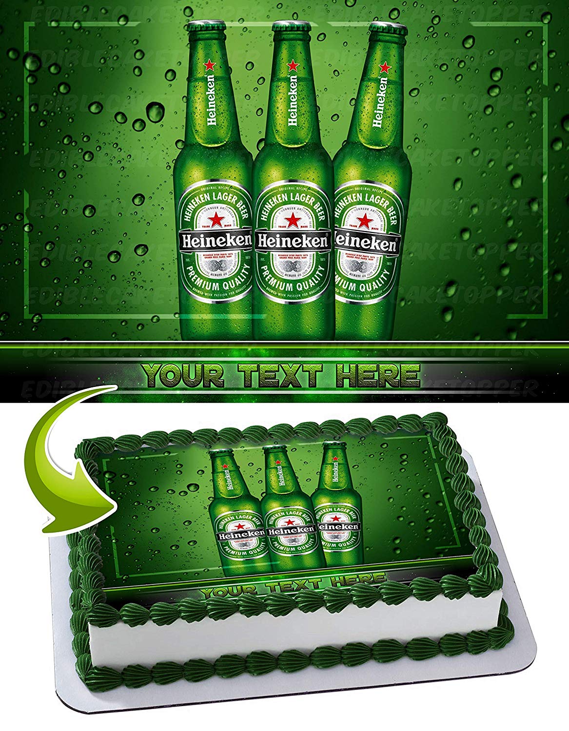 Heineken Beer Edible Cake Topper