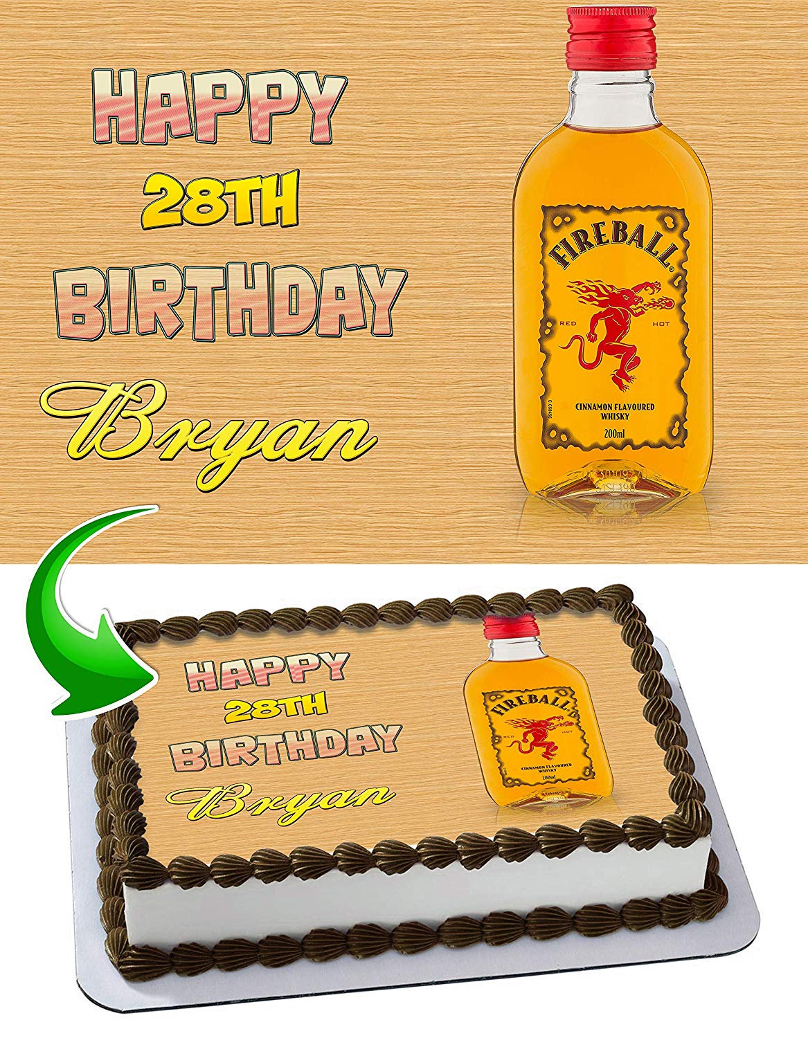 Fireball Cinnamon Whisky Edible Cake Topper