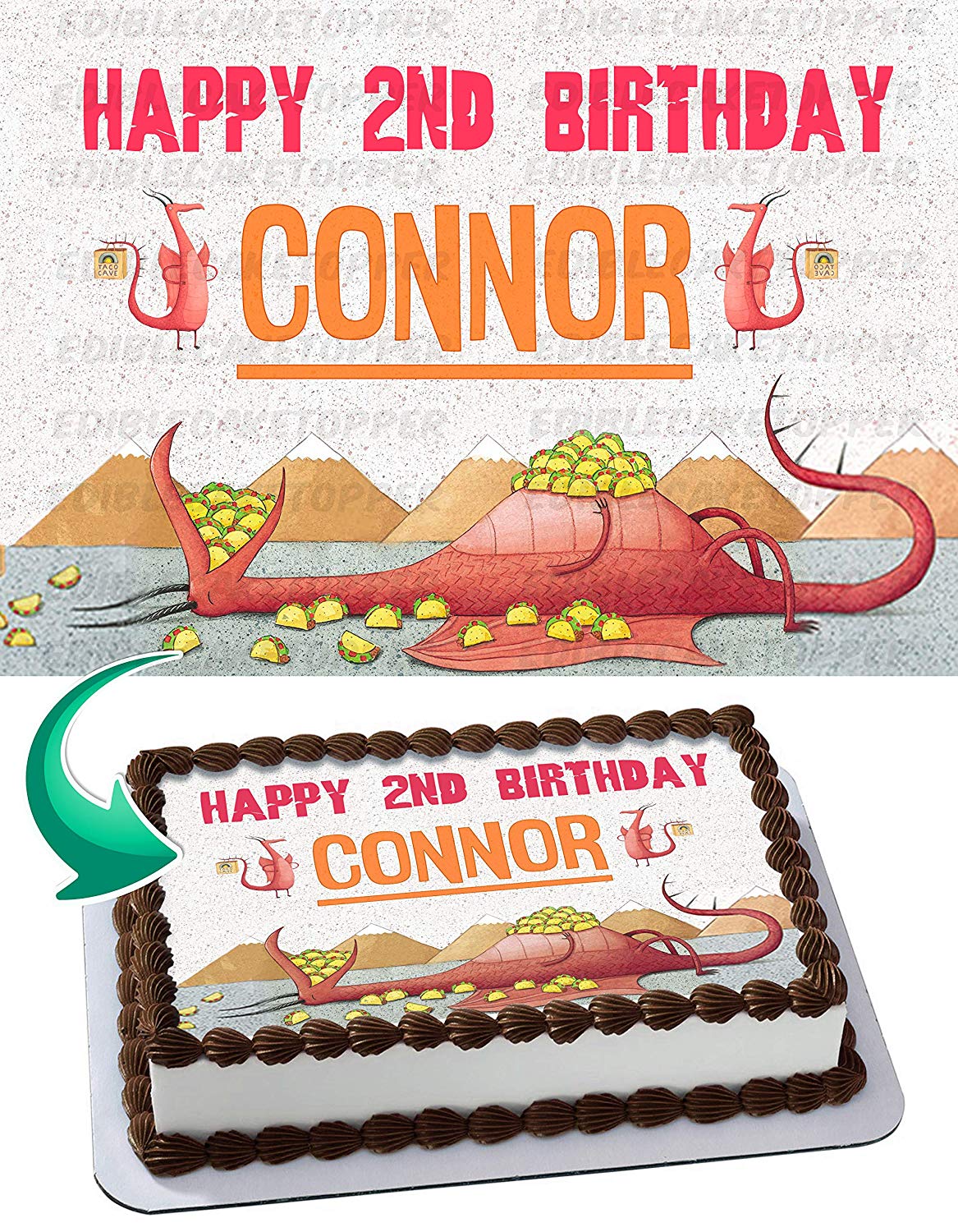Dragons Love Tacos Edible Cake Topper