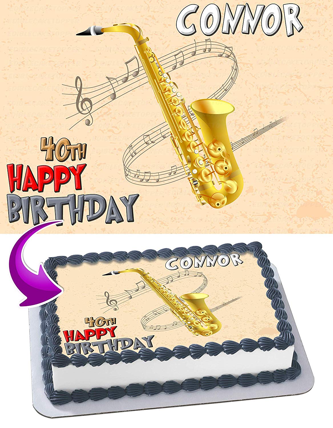 Saxophones Edible Cake Topper