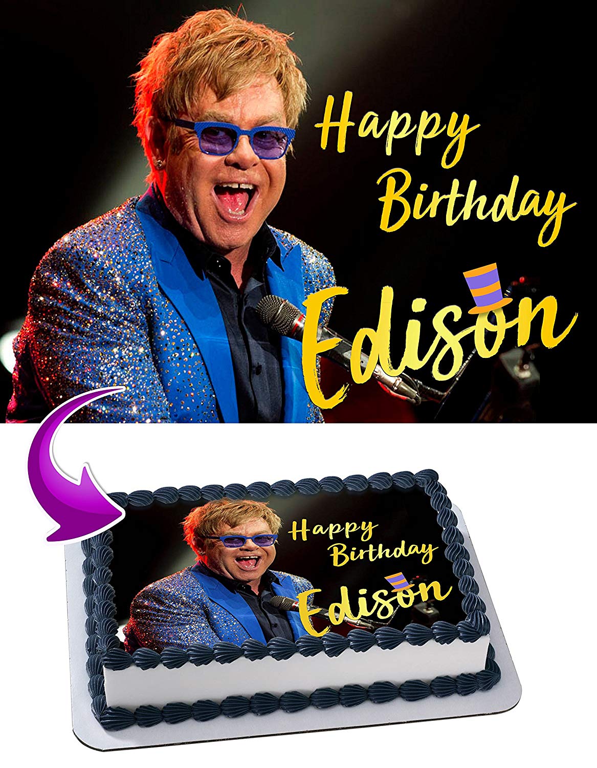 Elton John Edible Cake Topper