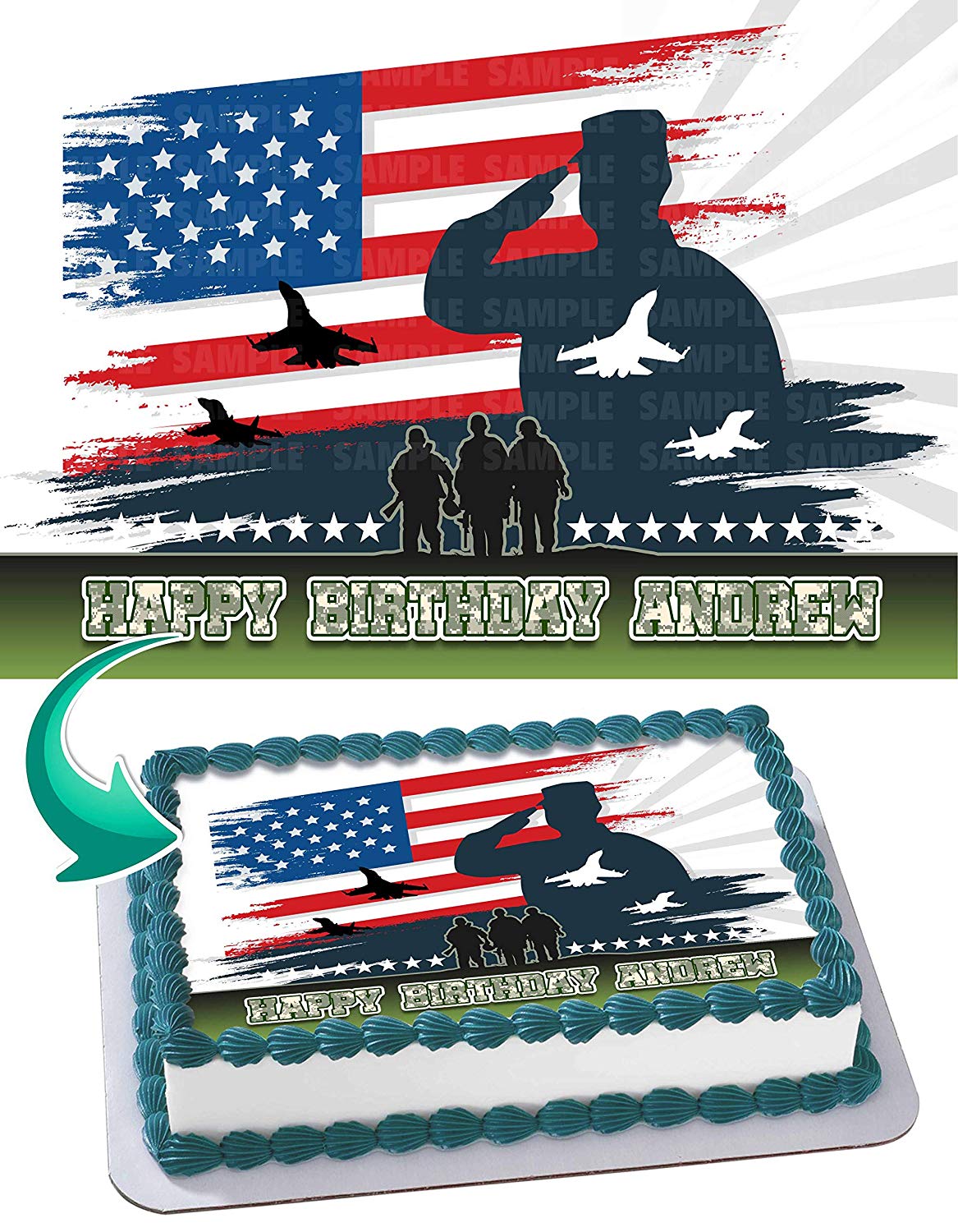 USA Army Navy Marines Edible Cake Topper