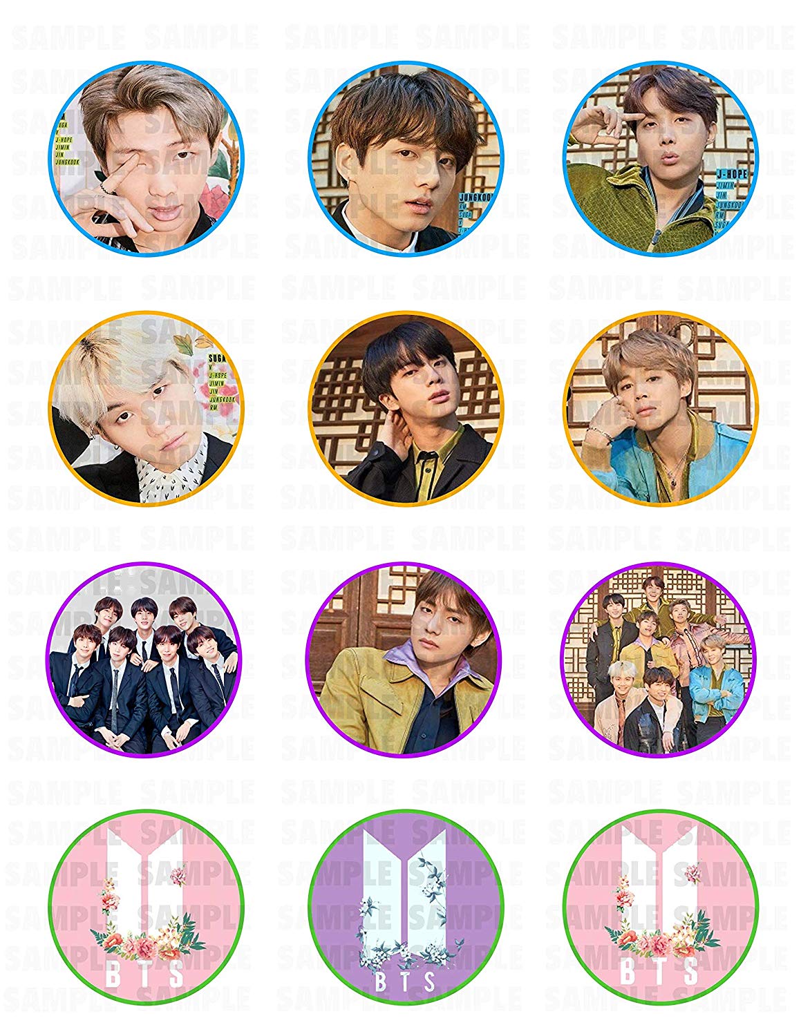 BTS Bangtan Boys Edible Cupcake Toppers – Round Icing Sheet Birth - Edible Cake Topper | Icing Sheet | Birthday Cake Decoration