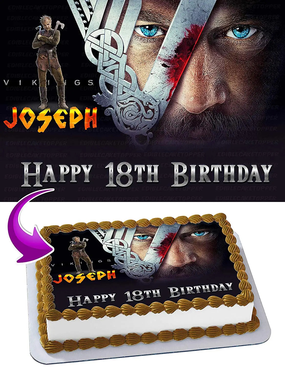 Viking Ragnar Lothbrok Floki Edible Cake Topper