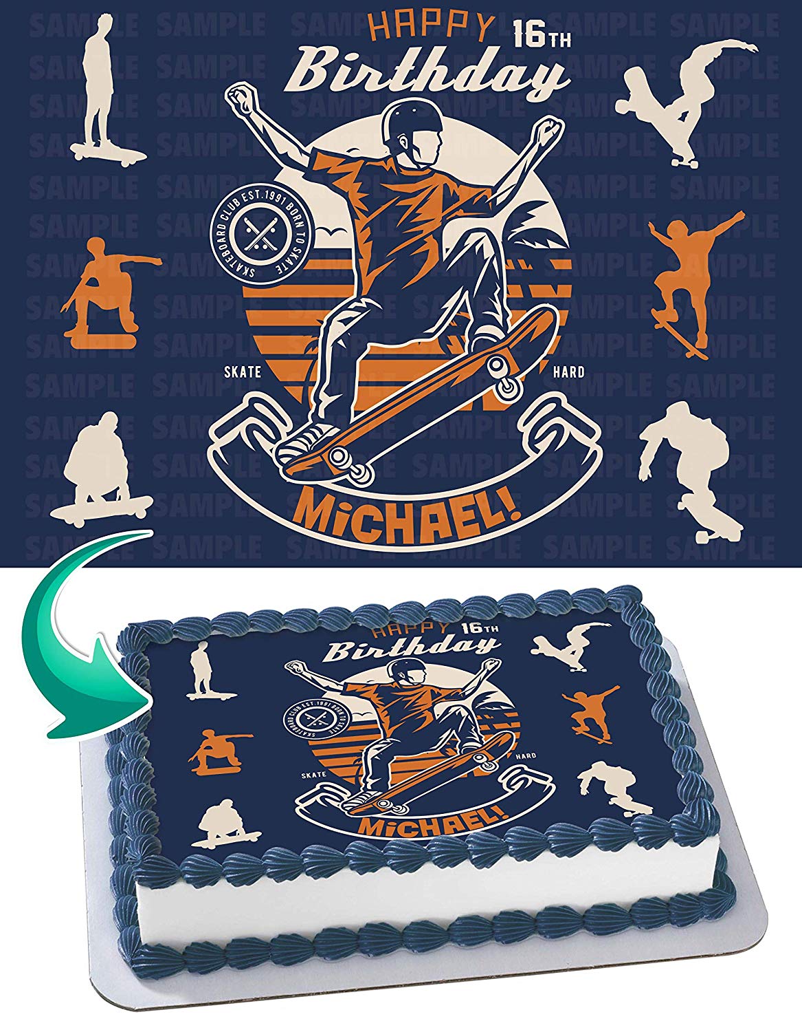 Skateboarding Edible Cake Topper