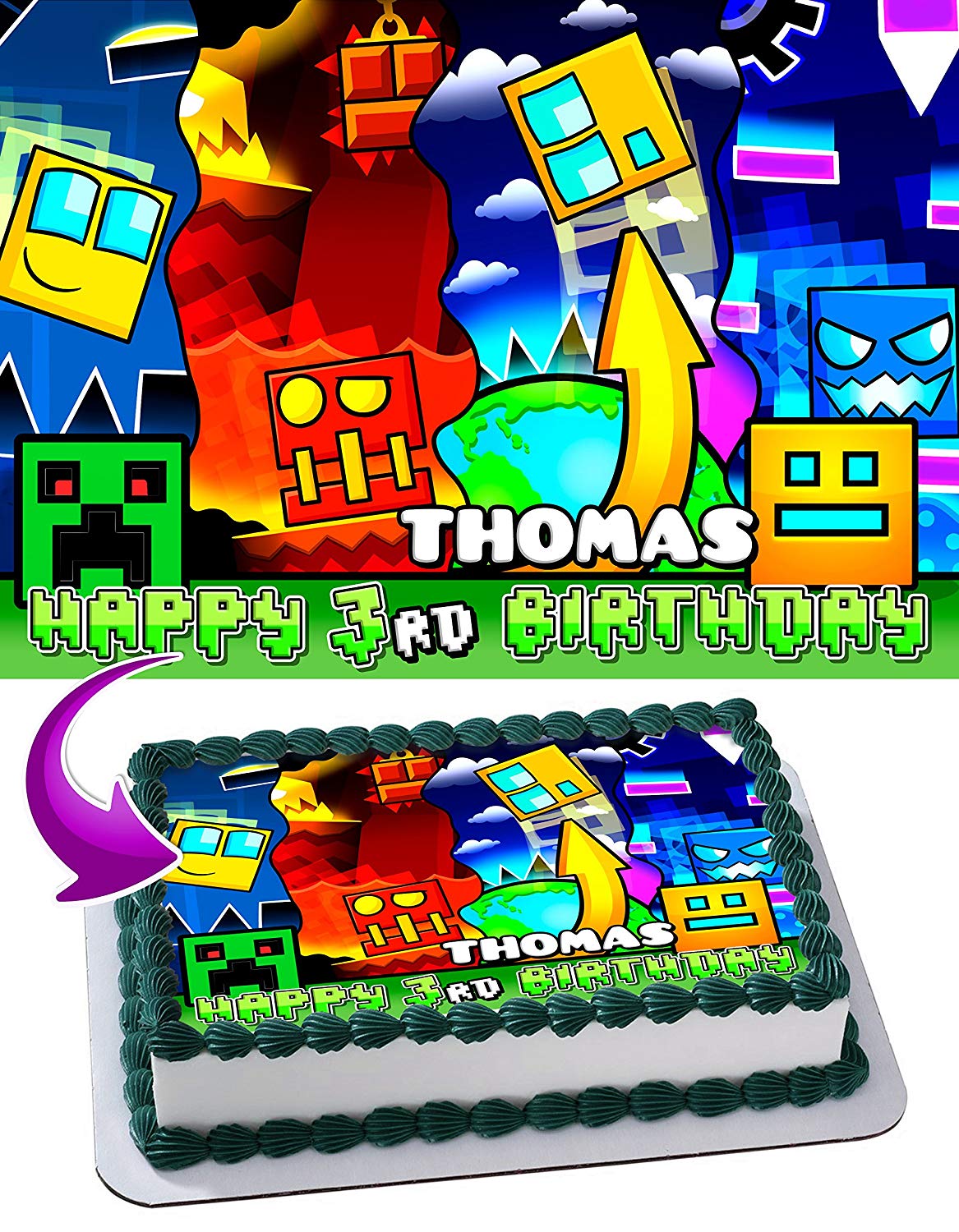 Geometry Dash Edible Cake Topper