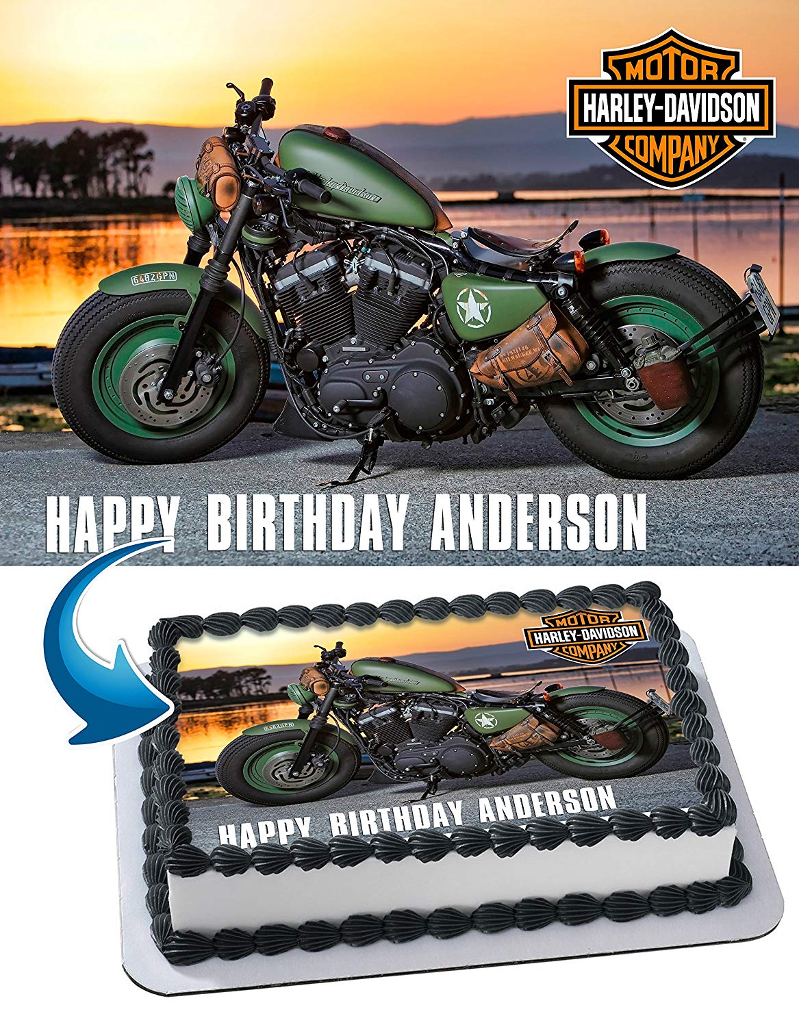 Harley Motorcycle Edible Cake Topper