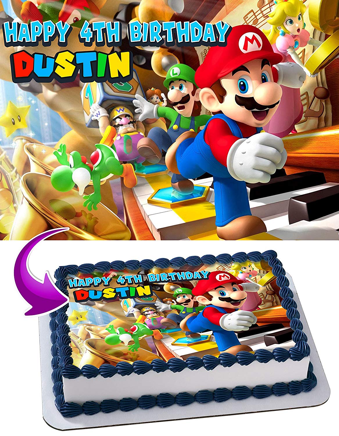 Mario Bros Gaming Edible Cake Topper
